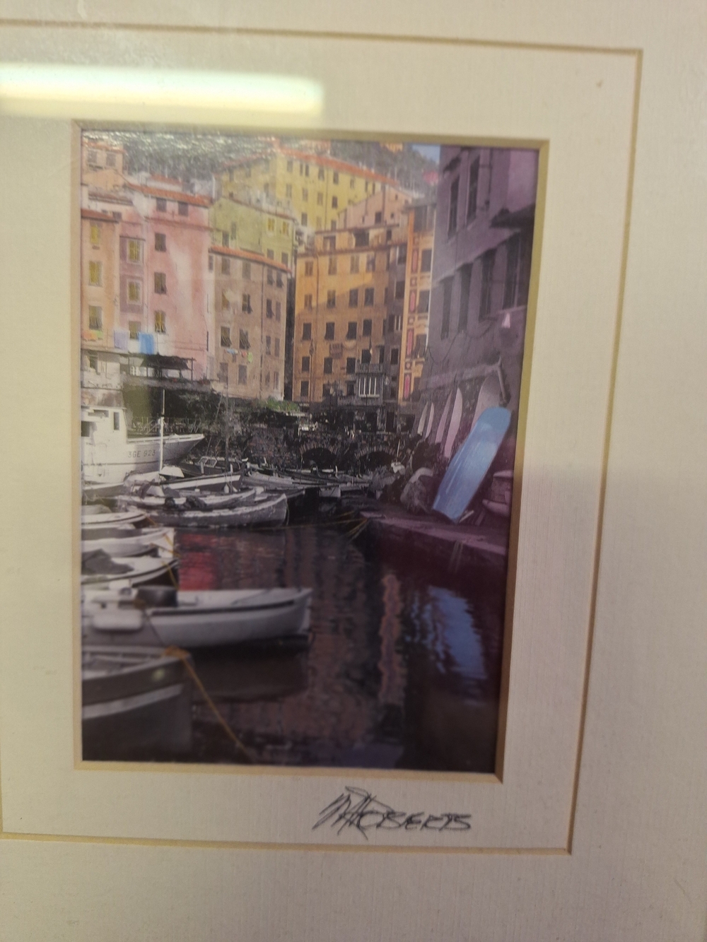 Coastal Harbor Print Signed M Roberts.